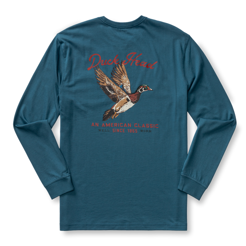 Flying Wood Duck T-Shirt - Stormy Teal