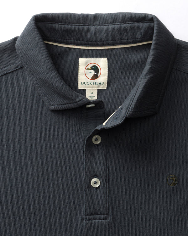 Hanover Pima Cotton Pique Polo - Washed Navy