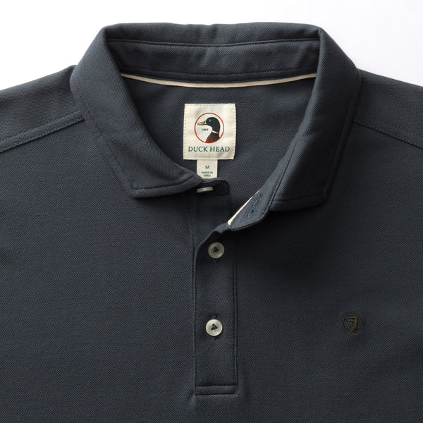 Hanover Pima Cotton Pique Polo - Washed Navy