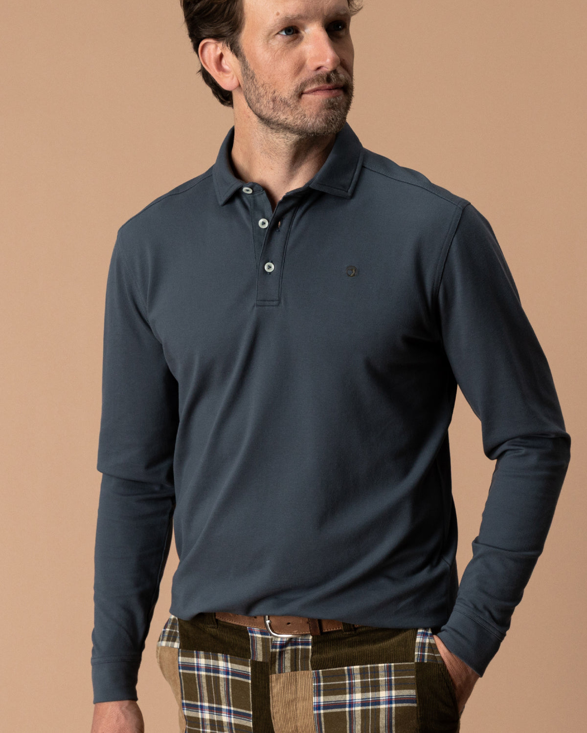 Hanover Pima Cotton Pique Polo - Washed Navy