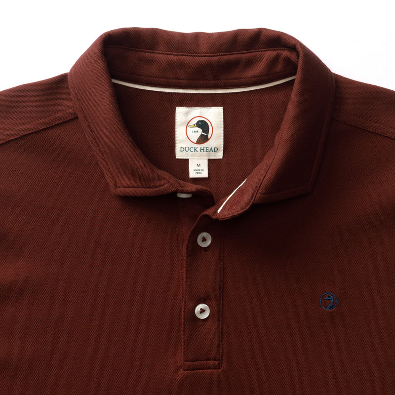 Hanover Pima Cotton Pique Polo - Burgundy Brown