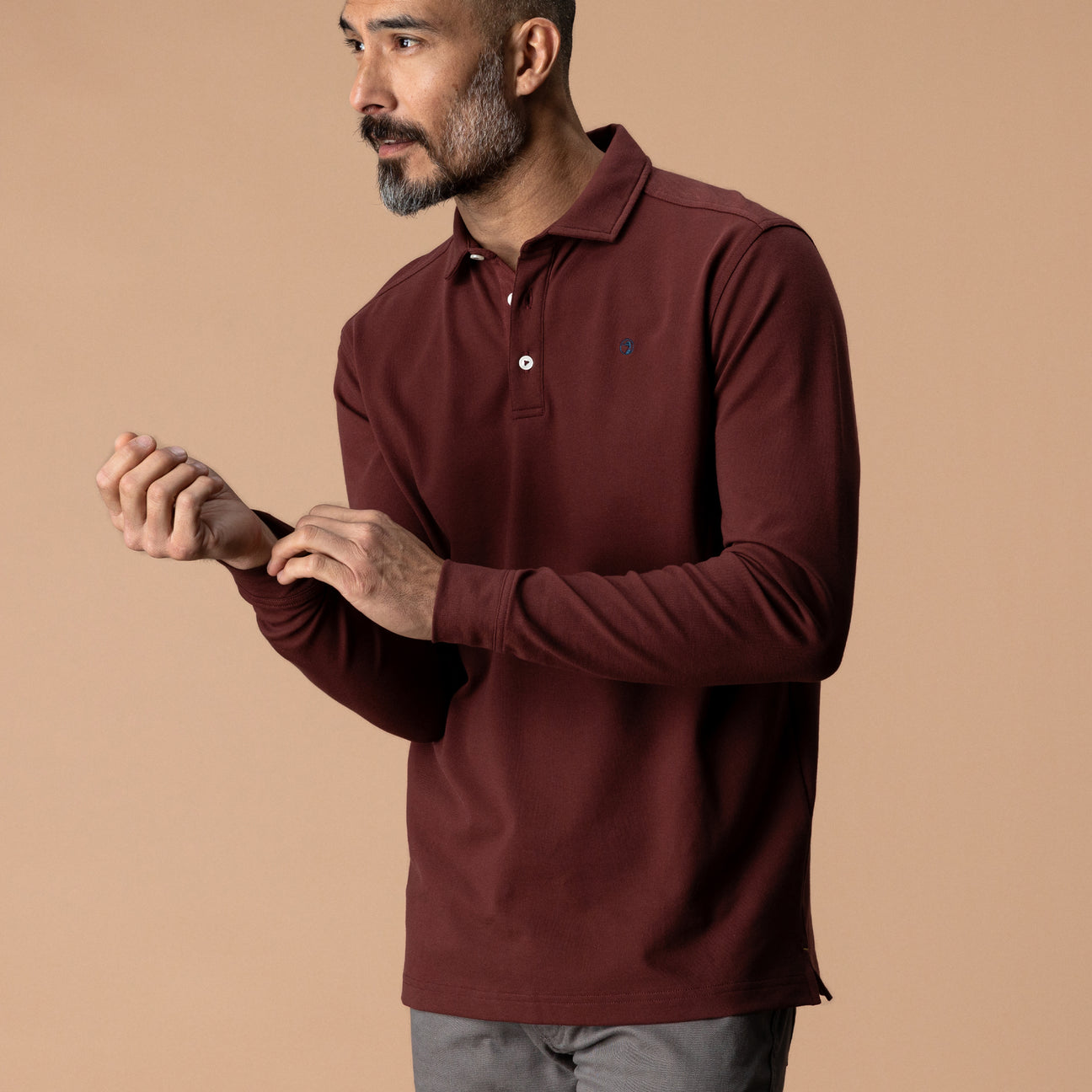 Hanover Pima Cotton Pique Polo - Burgundy Brown