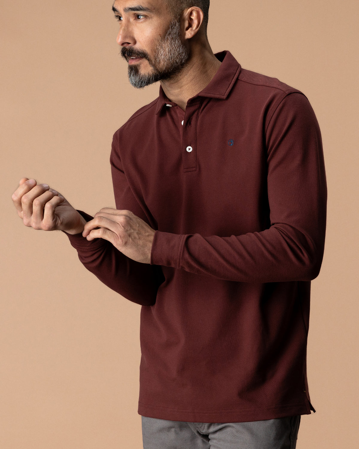 Hanover Pima Cotton Pique Polo - Burgundy Brown