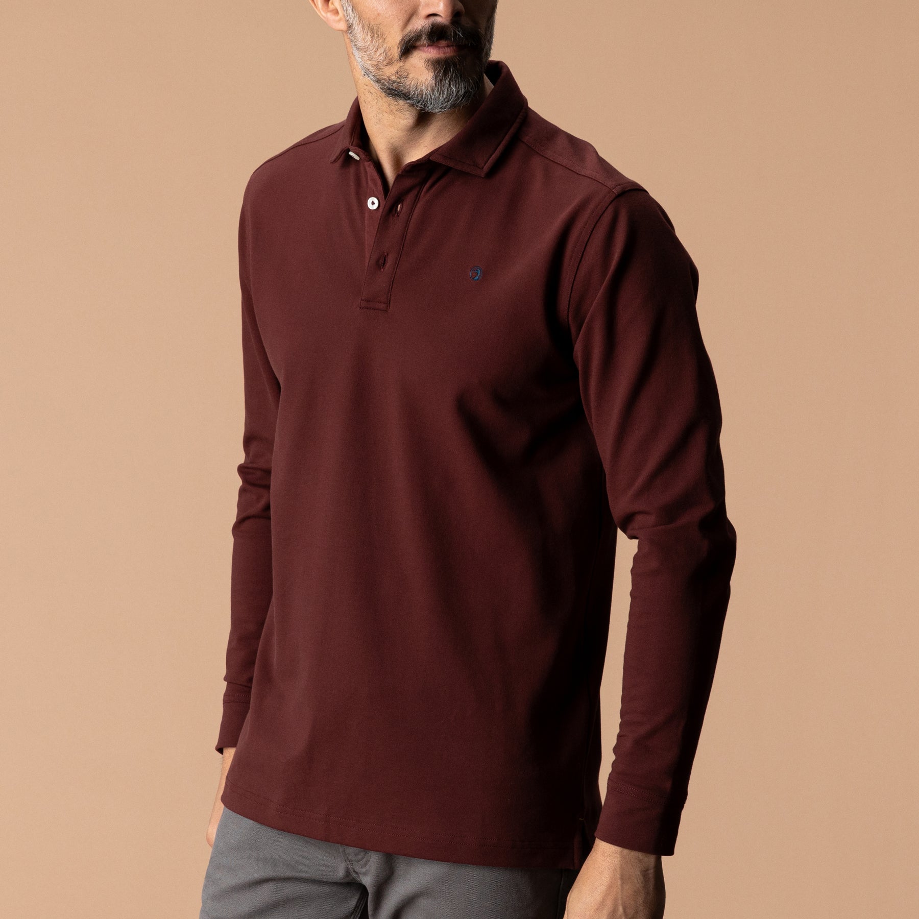 Hanover Pima Cotton Pique Polo - Burgundy Brown