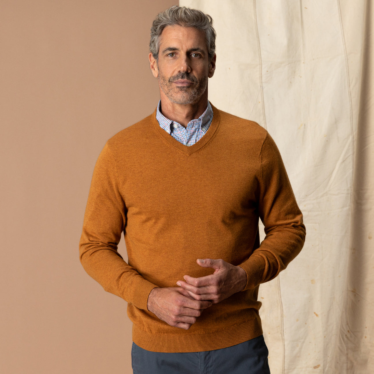 Buckley Merino V-Neck Sweater - Spiced Oak Heather