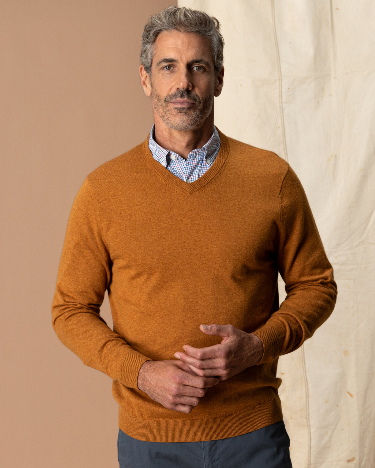 Buckley Merino V-Neck Sweater - Spiced Oak Heather