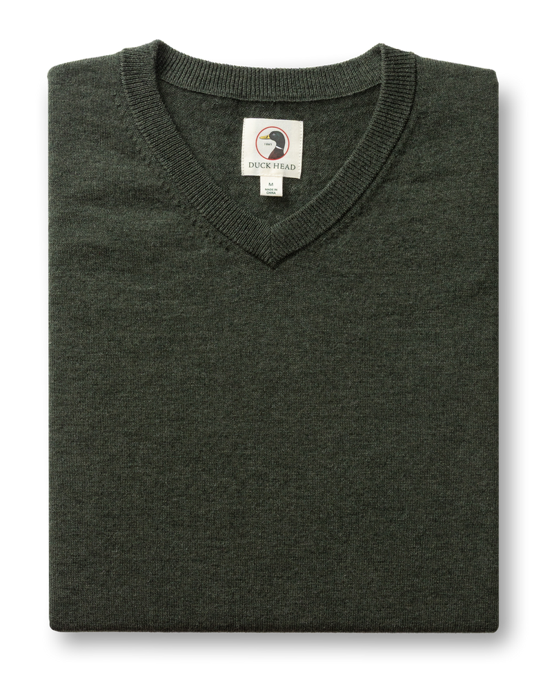 Buckley Merino V-Neck Sweater - Dark Forest Green Heather