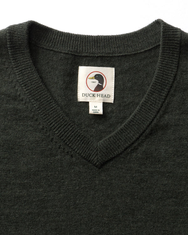 Buckley Merino V-Neck Sweater - Dark Forest Green Heather
