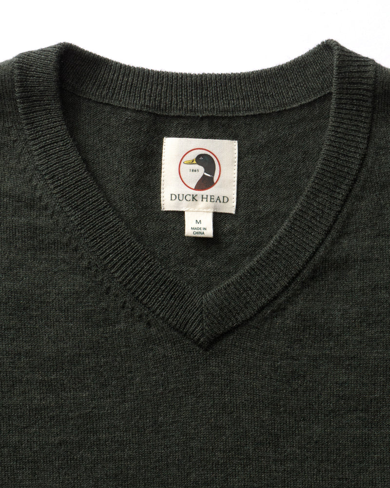 Buckley Merino V-Neck Sweater - Dark Forest Green Heather