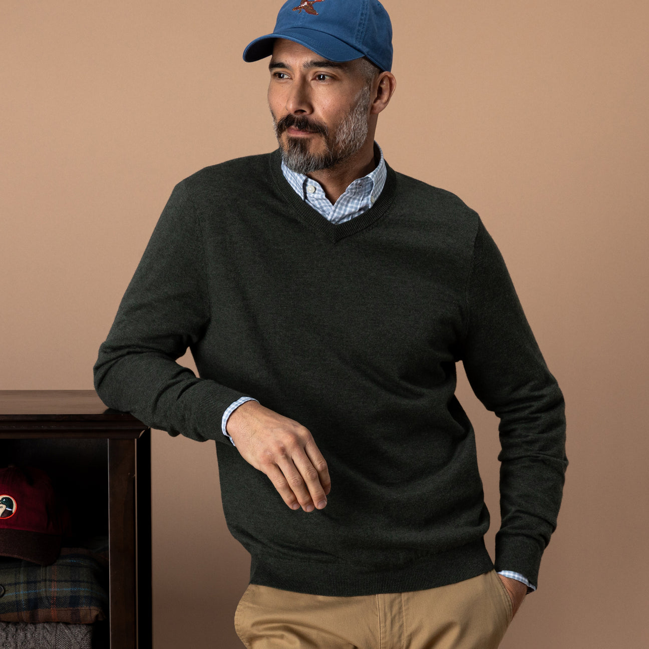 Buckley Merino V-Neck Sweater - Dark Forest Green Heather