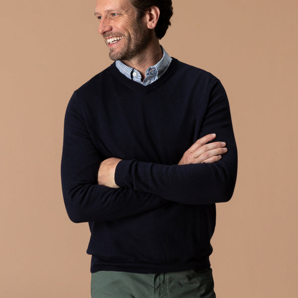 Buckley Merino V-Neck Sweater - Navy