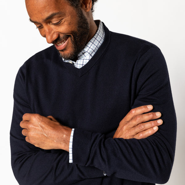 Buckley Merino V-Neck Sweater - Navy