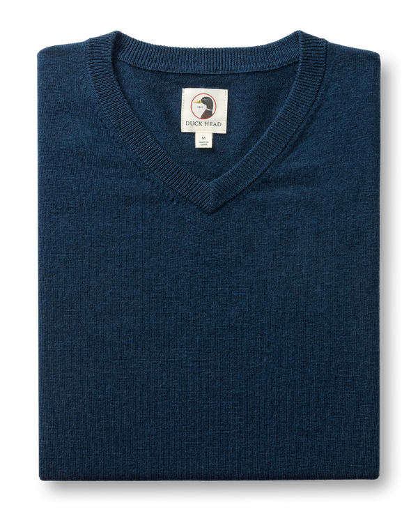 Buckley Merino V-Neck Sweater - Navy Peony Heather
