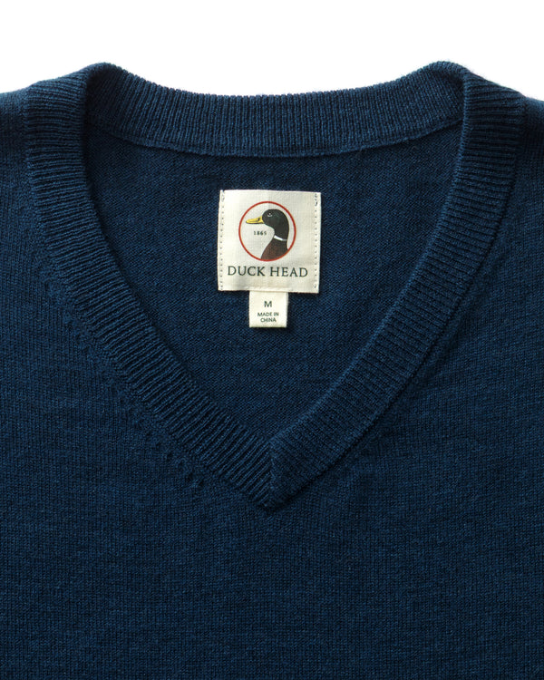 Buckley Merino V-Neck Sweater - Navy Peony Heather