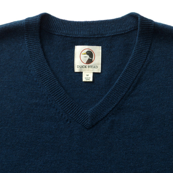 Buckley Merino V-Neck Sweater - Navy Peony Heather