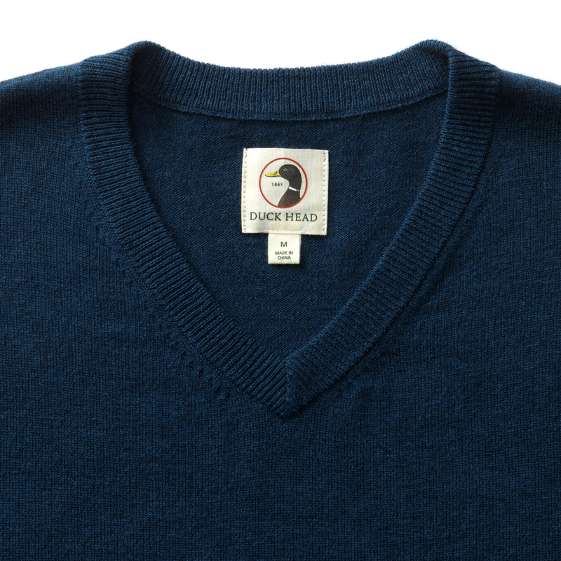 Buckley Merino V-Neck Sweater - Navy Peony Heather