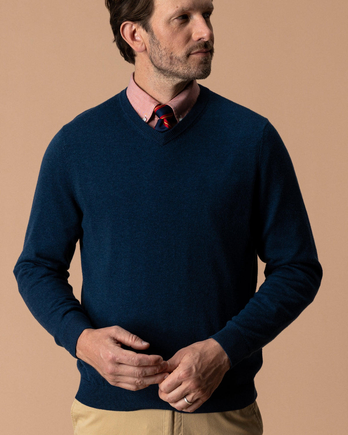 Buckley Merino V-Neck Sweater - Navy Peony Heather