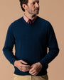 Buckley Merino V-Neck Sweater - Navy Peony Heather