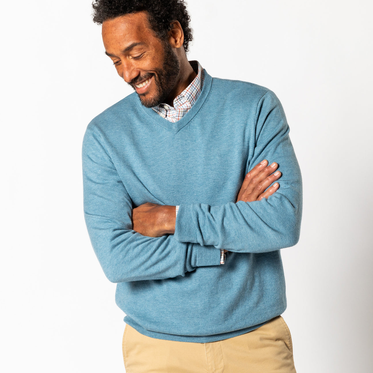 Buckley Merino V-Neck Sweater - Shadow Blue Heather