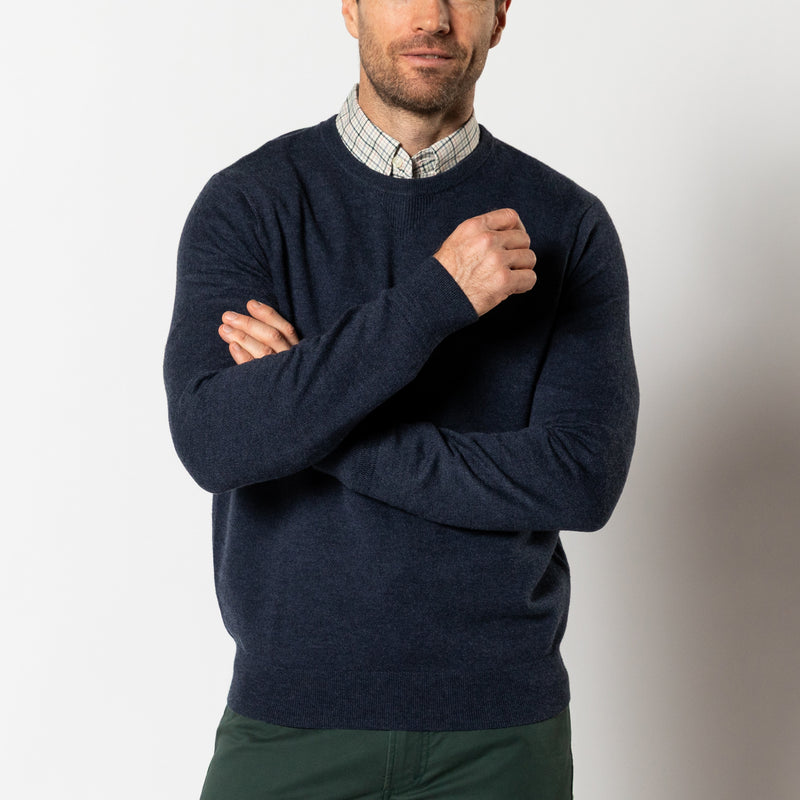 Henson Merino Crewneck Sweater - Navy Heather