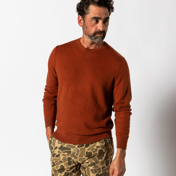 Henson Merino Crewneck Sweater - Burnt Brick Heather