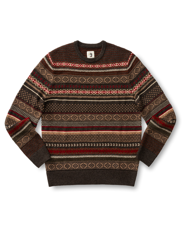 Birch Fair Isle Merino Crewneck Sweater - Espresso Brown