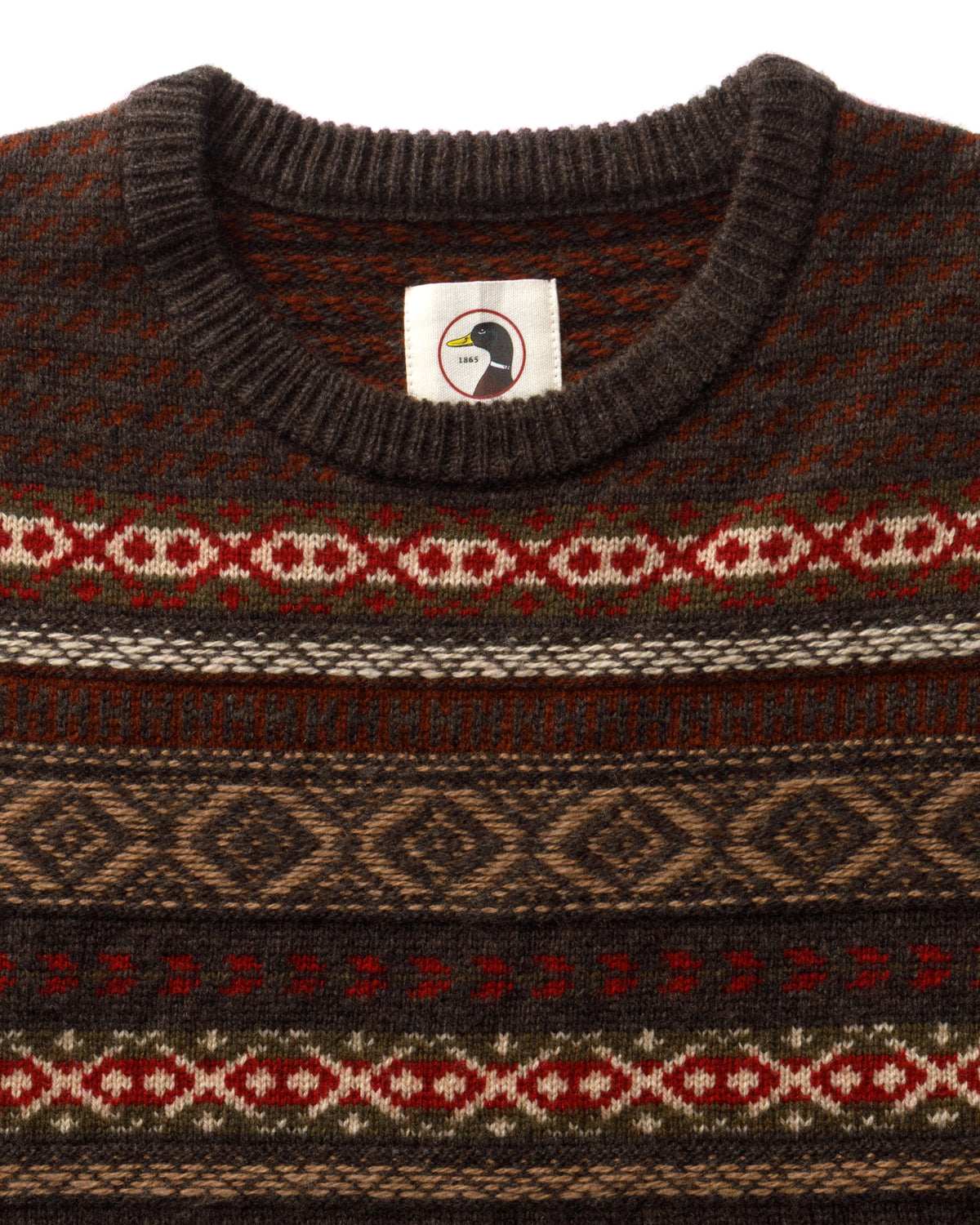 Birch Fair Isle Merino Crewneck Sweater - Espresso Brown