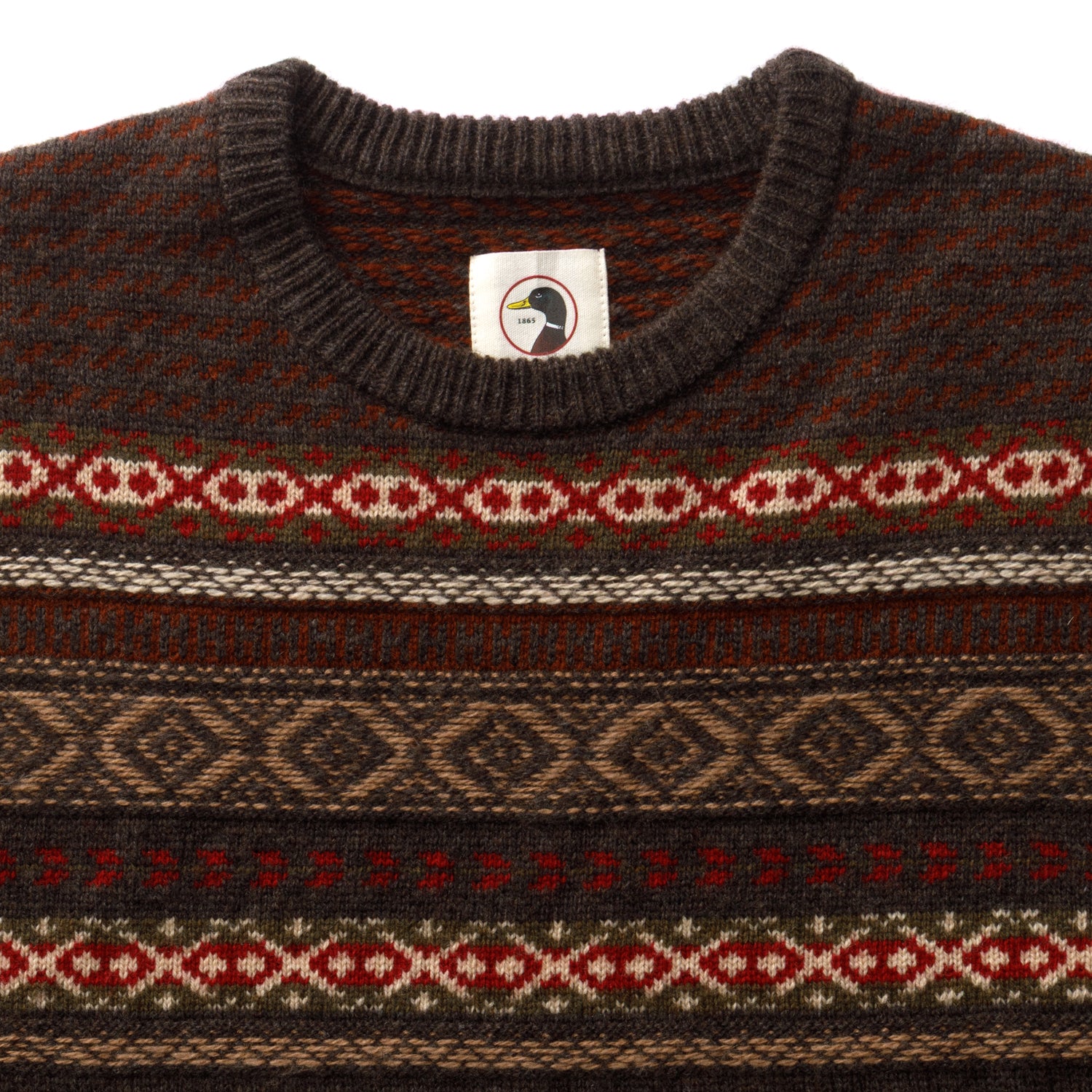 Birch Fair Isle Merino Crewneck Sweater - Espresso Brown Heather