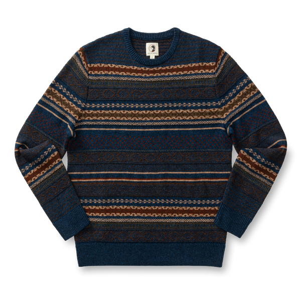Birch Fair Isle Crewneck Sweater - Maritime Blue Heather