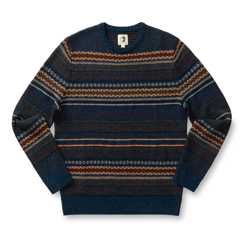 Birch Fair Isle Crewneck Sweater - Maritime Blue Heather