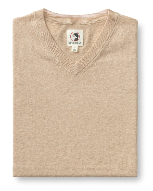 Buckley Jersey V-Neck Sweater - Tan Heather