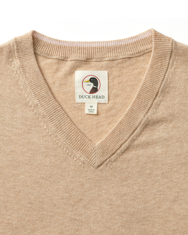 Buckley Jersey V-Neck Sweater - Tan Heather