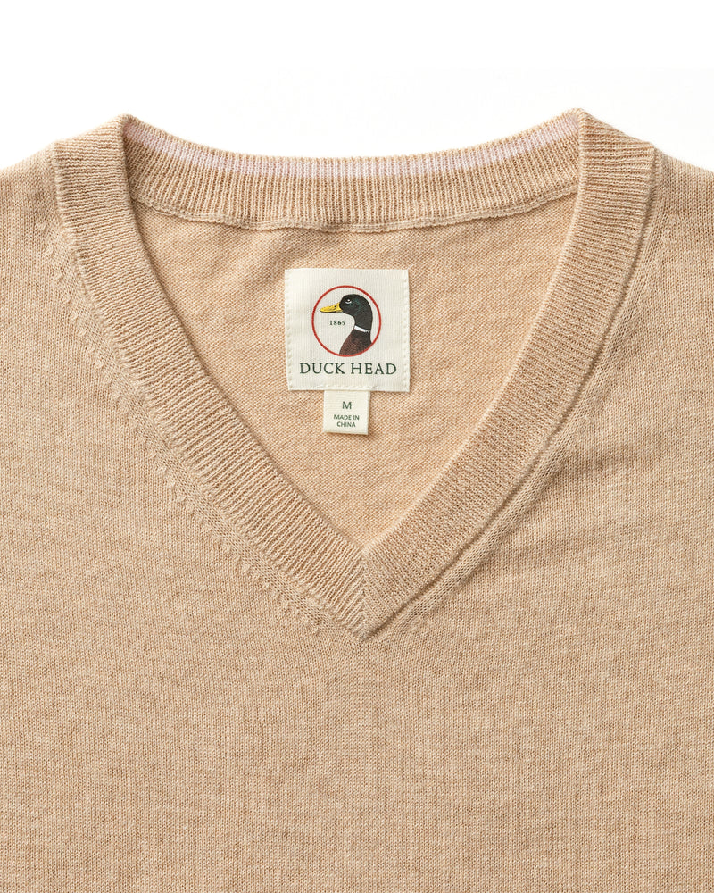 Buckley Jersey V-Neck Sweater - Tan Heather