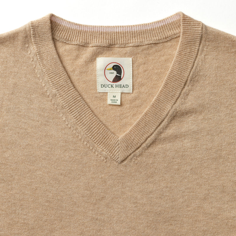 Buckley Jersey V-Neck Sweater - Tan Heather