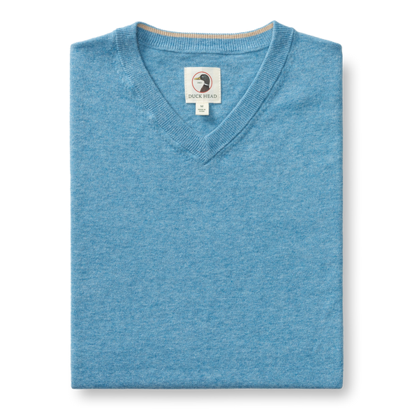 Buckley Jersey V-Neck Sweater - Blue Heather