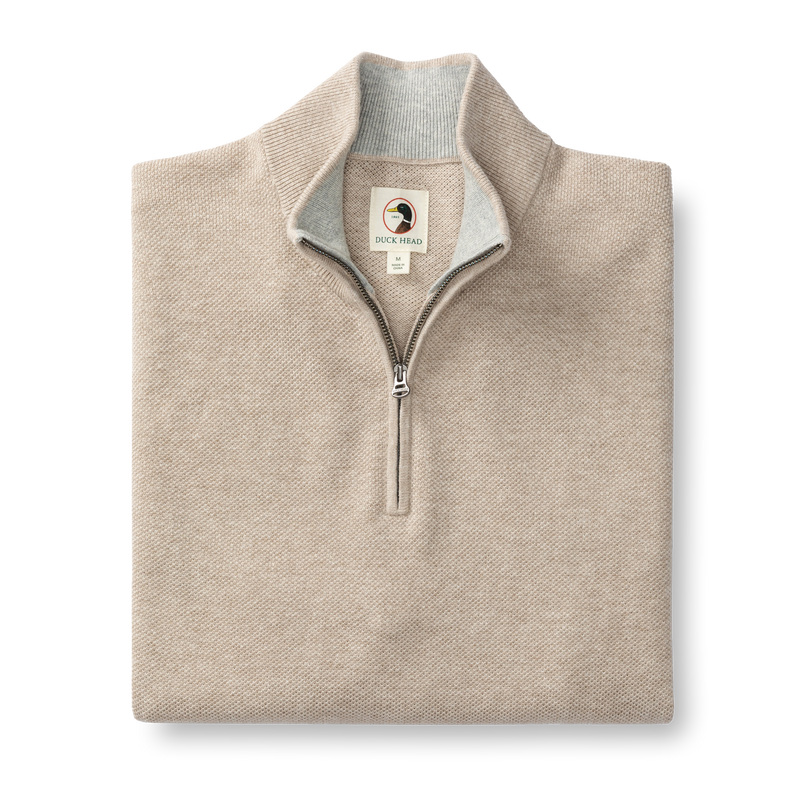Colton Pique 1/4 Zip Sweater - Tan