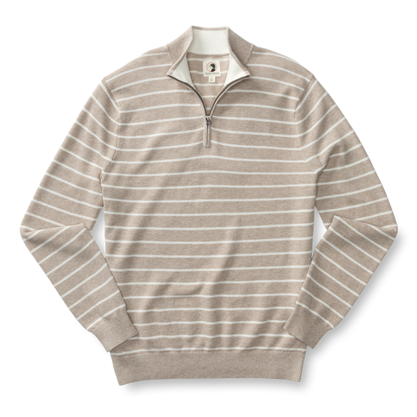 Colton Pique 1/4 Zip Sweater - Khaki Heather