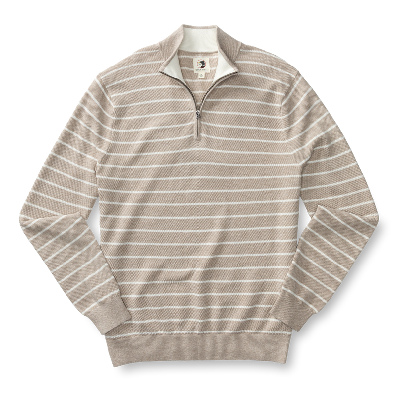 Colton Pique 1/4 Zip Sweater - Khaki Heather