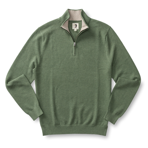 Colton Pique 1/4 Zip Sweater - Oil Green Heather