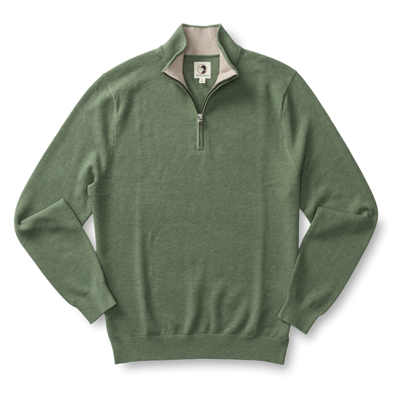 Colton Pique 1/4 Zip Sweater - Oil Green Heather