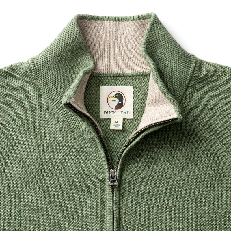 Colton Pique 1/4 Zip Sweater - Oil Green Heather