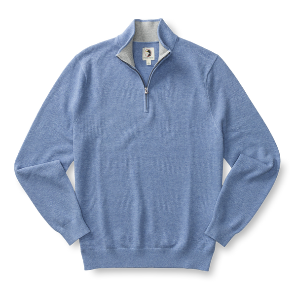 Colton Pique 1/4 Zip Sweater - Chambray Blue Heather