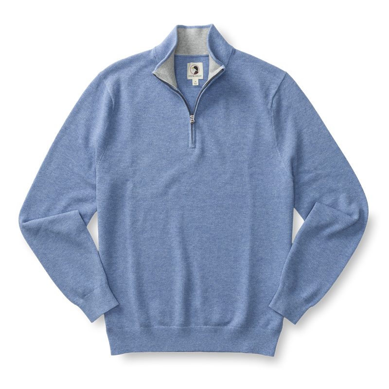 Colton Pique 1/4 Zip Sweater - Chambray Blue Heather