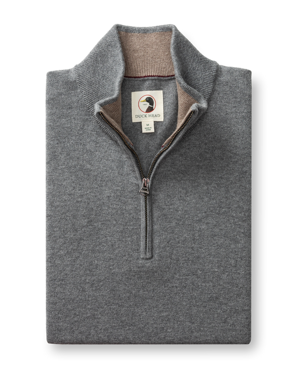 Ridley Cotton Cashmere 1/4 Zip Sweater - Monument Gray Heather