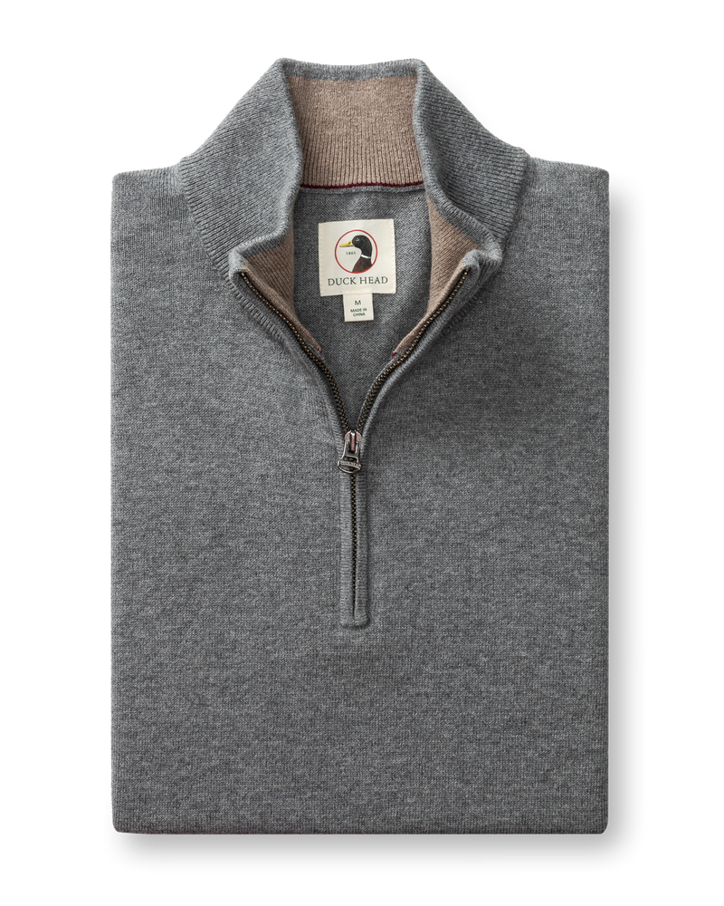 Ridley Cotton Cashmere 1/4 Zip Sweater - Monument Gray Heather