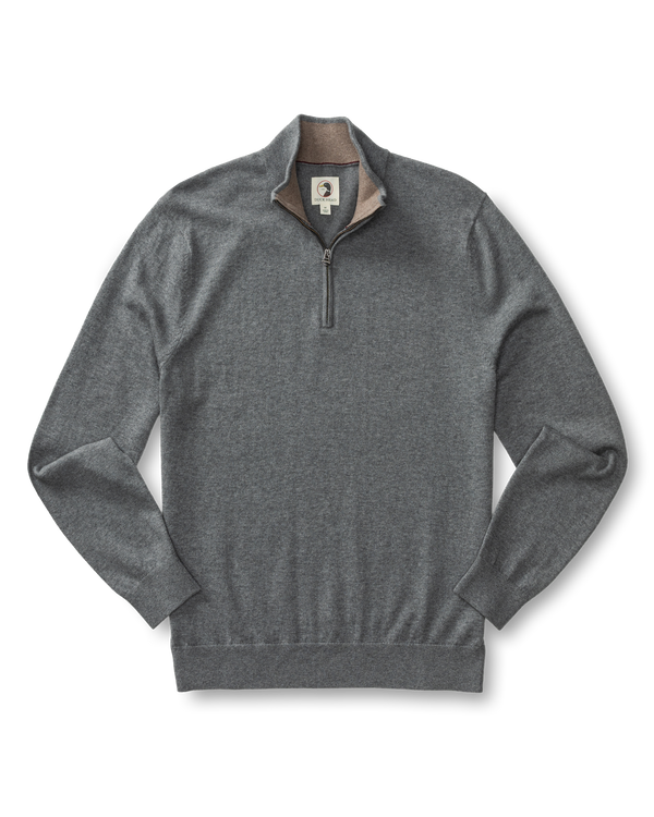 Ridley Cotton Cashmere 1/4 Zip Sweater - Monument Gray Heather