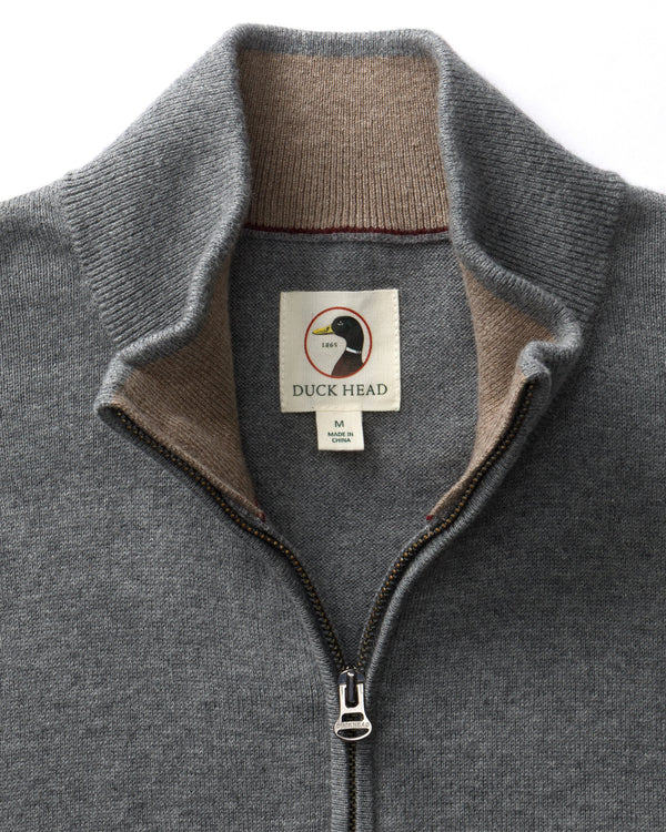 Ridley Cotton Cashmere 1/4 Zip Sweater - Monument Gray Heather