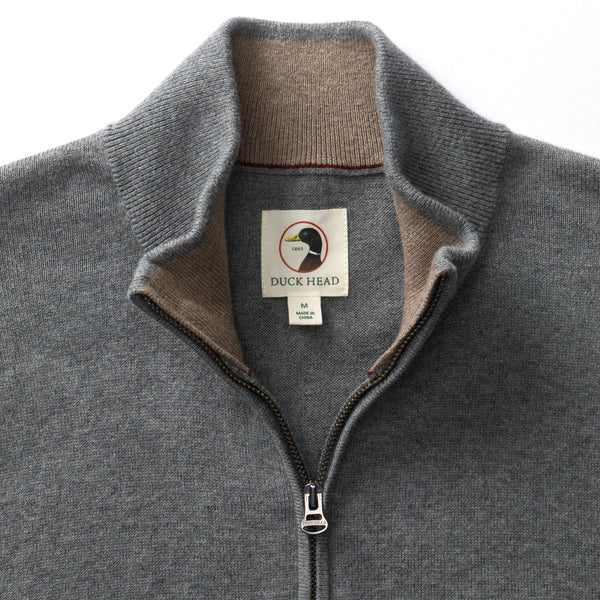Ridley Cotton Cashmere 1/4 Zip Sweater - Monument Gray Heather