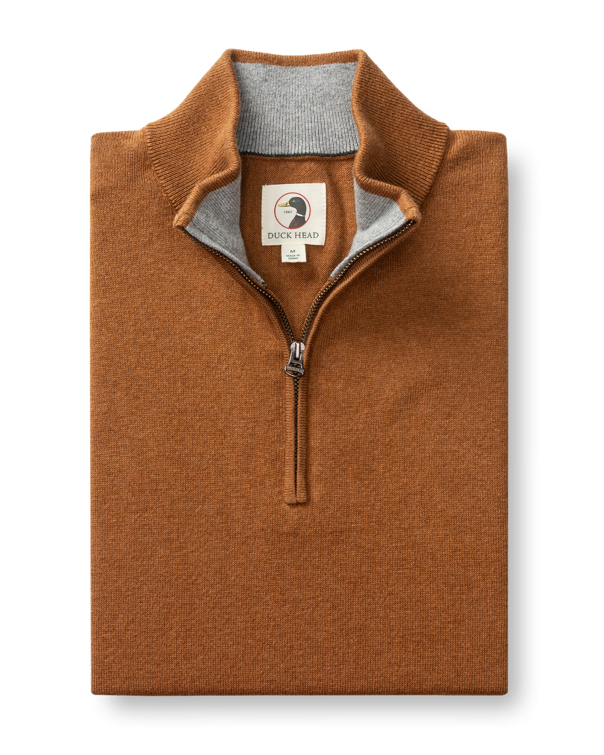 Ridley Cotton Cashmere 1/4 Zip Sweater - Dark Amber Heather