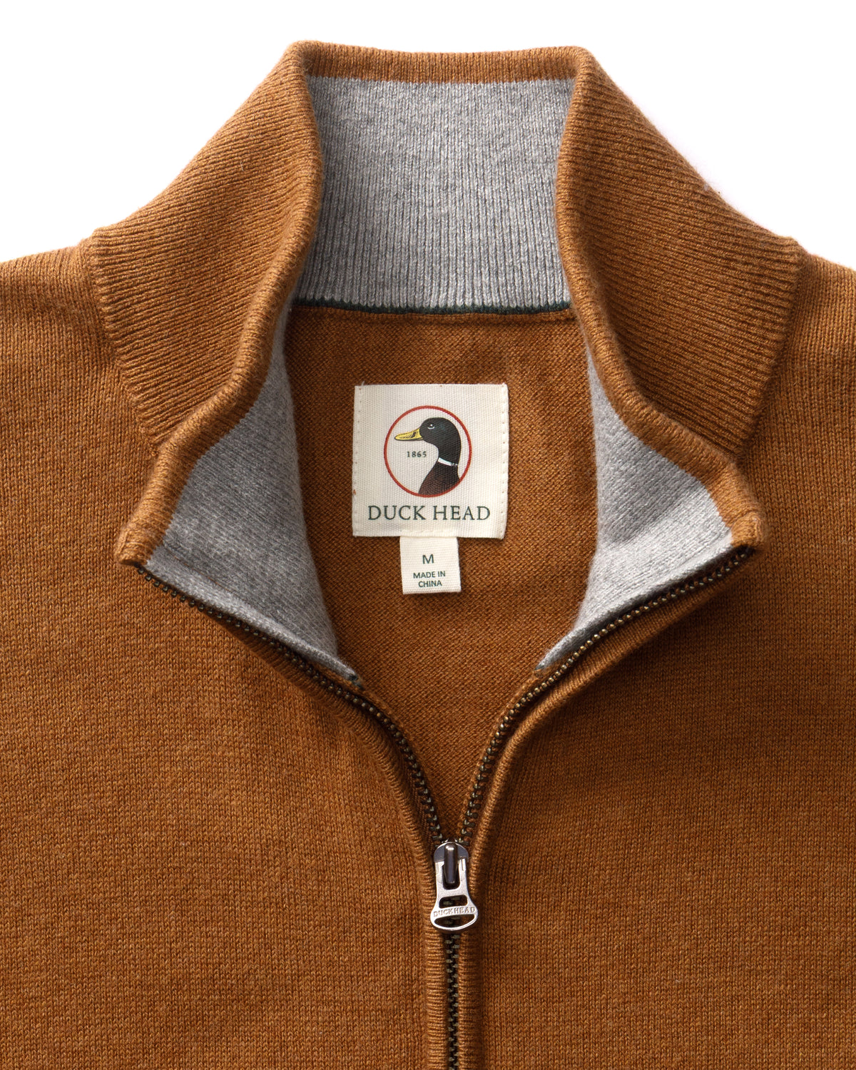Ridley Cotton Cashmere 1/4 Zip Sweater - Dark Amber Heather